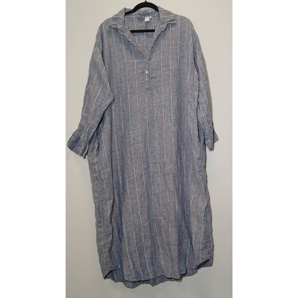 Felix womens 100% linen xlarge maxi long dress gray lagenlook beachy Coastal